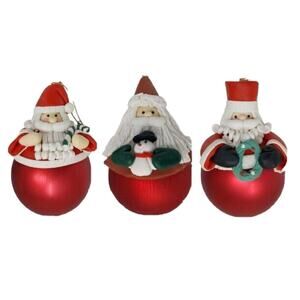 VTG 1996 Christmas Fantasy Santa Ornaments Wonderland Collection Set of 3 Boxed
